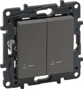 Legrand Niloe Step 863418 double illuminated staircase switch, steel finish