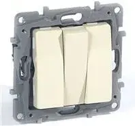 Legrand triple switch Niloe 10AX cream — flush-mount 3-gang wall switch (model 764603)