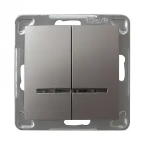 Wall switch Ospel ŁP-2YS/m/23, titanium finish, 16 A, 250 V, IP20, 71×71×40 mm