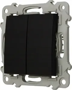Wall-mounted Ospel Szafir two-gang candle-style switch ŁP-2Z/m/33 black metallic