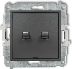 Switch Karlik Mini 11MWPUS-10.11 single-pole with stair function, American style, two rocker keys, common feed, graphite