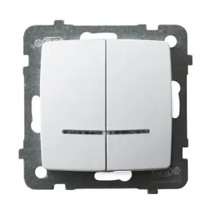 Wall Switch Ospel ŁP-2SS/m/00 — 2-gang, White, 250 V AC, 10 A, 71×71×42 mm
