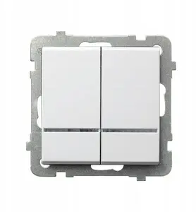 Ospel SONATA two-gang candle-style switch with blue backlight, matte white, model ŁP-2RS/m/75