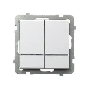 Wall Switch Ospel ŁP-2RS/m/00, White, IP20, 250 V AC, 16 A, 71×71×42 mm