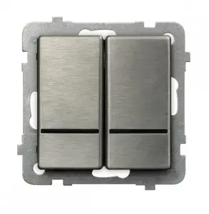 Ospel ŁP-2RMS/m/37 модуль настенного переключателя, нерж. сталь, IP20, 250 В AC, 16 A, 71×71×42 мм