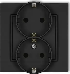 Electrical outlet Karlik Mini 12MGP-2s double SCHUKO 2x2P+Z with grounding, matte black