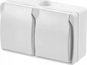 EMOS Double Outdoor Socket A1397.3 IP44 white — double power outlet, weatherproof