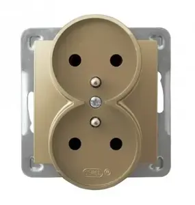 Розетка Ospel GP-2YRAZ/m/28, золотистая, 16 A, IP20, 71×71×47 мм
