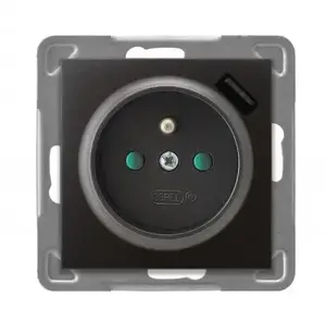 Розетка Ospel GP-1YZPUSB/m/50 с USB, 16 A, IP20, антрацит, 73×73×50 мм