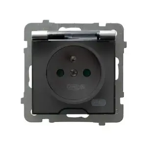 Socket outlet Ospel GPH-1GZP/m/18/d, Silver, IP44, 16 A, 71×71×41 mm