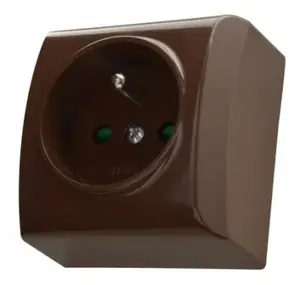 Socket outlet Ospel GN-1BZP/24 — 16 A, IP20, brown, 60×60×38 mm