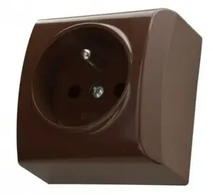 Socket outlet Ospel GN-1BZ/24 — 16 A, IP20, brown, 60×60×38 mm