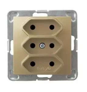 Розетка Ospel GP-3Y/m/28 — золотой, 2.5 A, IP20, 71×71×44 мм