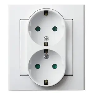 Розетка Ospel GP-2RSP/00, 16 A, IP20, белая, размеры 84×48×90 мм