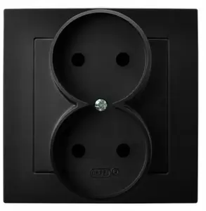 Двойная розетка Schneider Electric GP-2G/33 комплект с рамкой, чёрный металлик