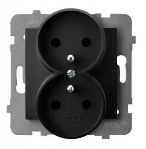 Schneider Electric GP-2GRZ/m/33 двойная розетка с заземлением, модуль без рамки, черный металлик