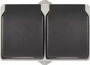Socket outlet double EMOS A1397.1 IP44 grey-black