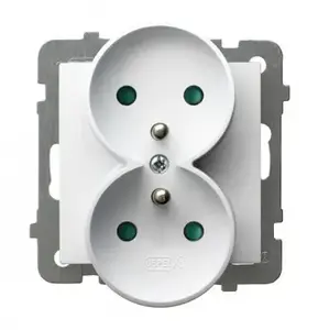 Розетка Ospel GP-2GRZP/m/00, 16 A, IP20, белая, 71×71×48 мм