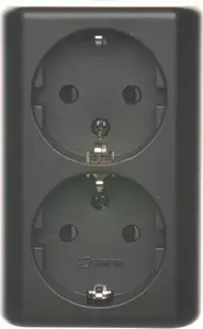 Electrical outlet Kontakt-Simon 54 EGSZ2NZ/49 double surface-mounted Schuko socket with shutters 16A 250V screw terminals black