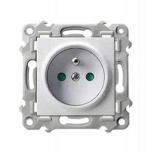 Electrical wall socket Ospel SZAFIR GP-1ZZP/m/00 single with earth and contact shutters, white