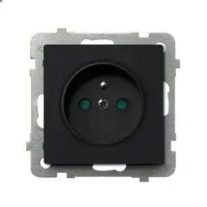 Socket outlet Ospel GP-1RZP/m/33, 16 A, IP20, black, 71×71×38 mm
