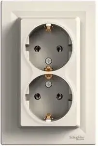Electrical wall socket double Schuko Schneider Electric Asfora EPH9900123 cream