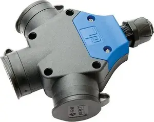 Portable triple single-phase rubber socket with plug AEP 16A 230V IP44 black