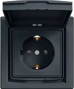 Розетка SCHUKO Schneider Electric ASFORA IP44 с рамкой, 1-я, антрацит (EPH3100371)