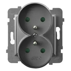 Socket outlet Ospel GP-2URZP/m/70, 16 A, IP20, Grey, 71×71×45 mm