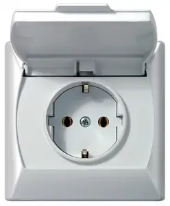 Socket-outlet Ospel GPH-1AS/00/w, IP44 splash-proof, 16 A, 85×85×46 mm, white