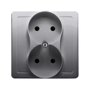 Розетка Kontakt-Simon BMG2Z/21, нержавеющая сталь, 250 В, IP20, 80.5×80.5×45 мм