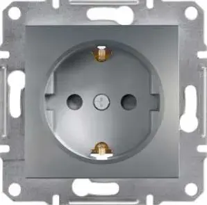 Electrical outlet Schneider Electric Asfora single Schuko socket with shutters anthracite EPH2900271