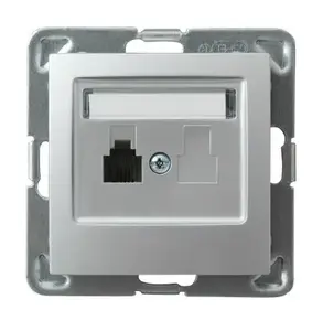 Socket outlet Ospel GPT-1Y/m/18, silver, IP20, 71×71×34 mm
