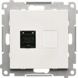 Tīkla ligzda RJ45 Kontakt-Simon 55 T61.01/111 vienkārša Cat6 modulis ar putekļu aizsegu, balts matēts
