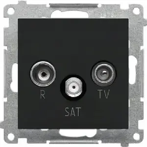 Антенный розеточный модуль Kontakt-Simon TASK.01/149 — R-TV-SAT, 1 вход 5 МГц–2,4 ГГц, оконечный модуль, матовый черный