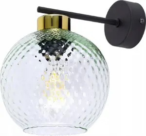 Sienas lampa TK_LIGHTING Devon 4629 — 1x E27 15W, melns korpuss ar caurspīdīgu abažūru