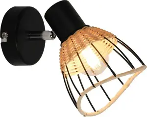 Wall spotlight Zuma Line Gent P20084-1R — wall-mounted wire-frame reflector, black and brown finish