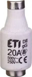 Fuse cartridge Eti-Polam DII gG 20A BiWtz 500V AC / 250V DC E27 (pack of 5)