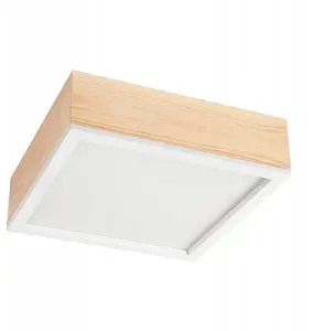 Griestu lampa LAMKUR Oak Square 49052, 2x15W E27, priede/balta