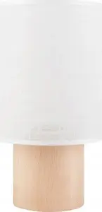 Galda lampa LAMKUR Ari Table 45733 — 1x60W E27, auduma abažūrs, koks un balts