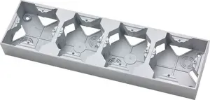Outlet box Ospel PNP-4U/18, metal cover, 4-module, 295×82×36 mm, silver