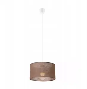 Подвесной светильник LAMKUR Vivian 48628 с тканевым абажуром, 1×60W E27, коричнево‑белый
