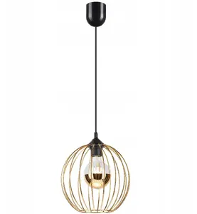 Подвесной светильник LAMKUR Zoya 45139 — металлическая клетка, 1×60W E27, золотой/чёрный