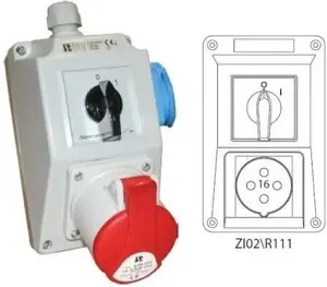 Installation kit with red 16A 4P socket 0-1 — Spamel ZI02R111