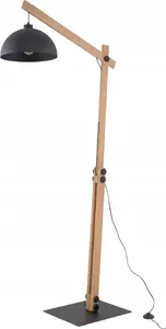 Grīdas lampa TK_LIGHTING Oslo 5582 — 1x15W E27, melna ar koka elementiem