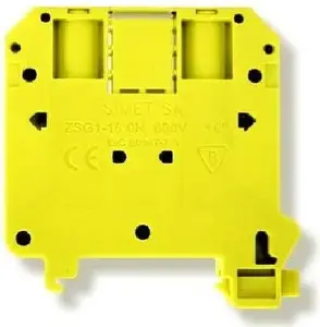 Terminal connector Simet ZSG 1-16.ON for 2.5–16 mm² conductors, threaded rail-mounted, yellow