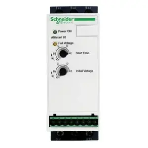Schneider Electric ATS01 soft starter module, 110–480 V input, 47.5–63 Hz, IP20, 45 mm width