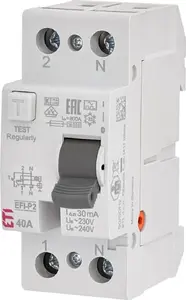 Residual Current Circuit Breaker 2P 40A 30mA Type A Eti-Polam EFI-2 (002061112)