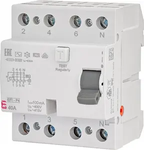 Residual Current Circuit Breaker (RCCB) ETI EFI-P4 AC 40 A / 0.1 A