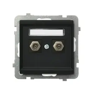 Socket outlet Ospel GPA-2RF/m/33, black, IP20, 71×71×35 mm